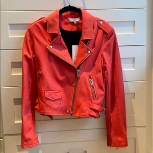 Iro coral pink leather jacket
